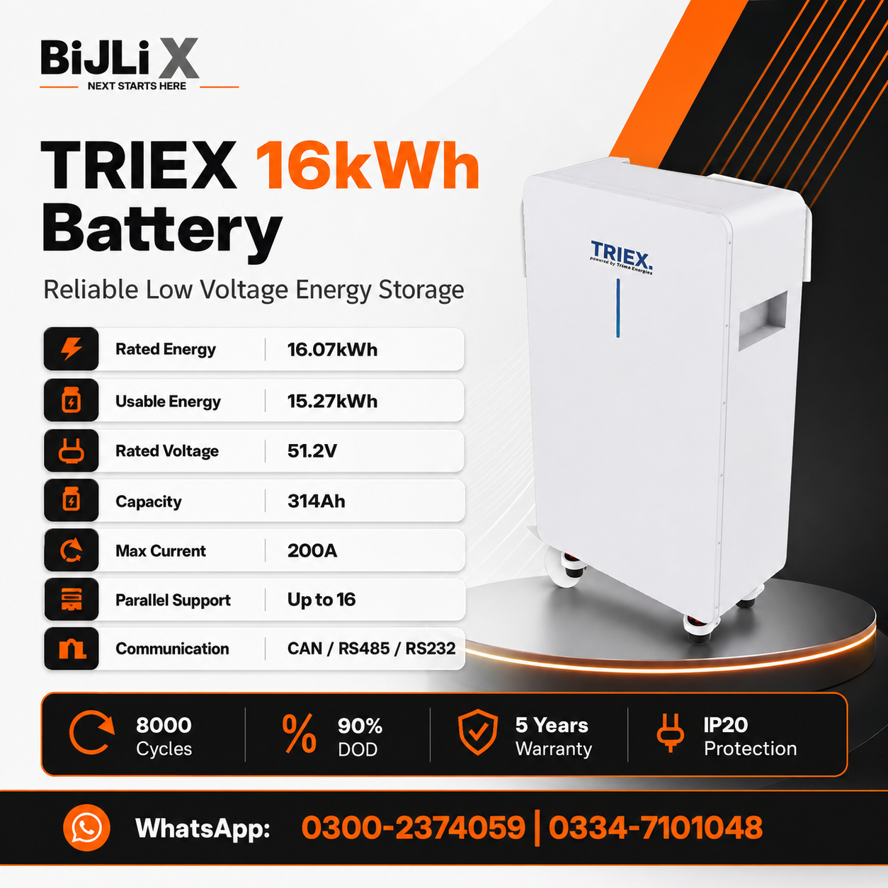 TRIEX TXL-16.07 16kWh Low Voltage Lithium Battery