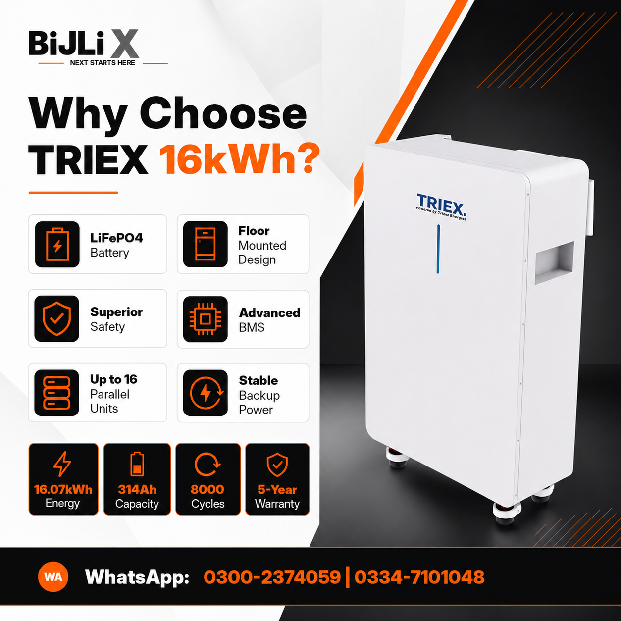 TRIEX TXL-16.07 16kWh Low Voltage Lithium Battery