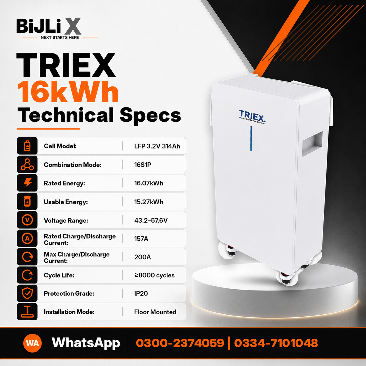 TRIEX TXL-16.07 16kWh Low Voltage Lithium Battery