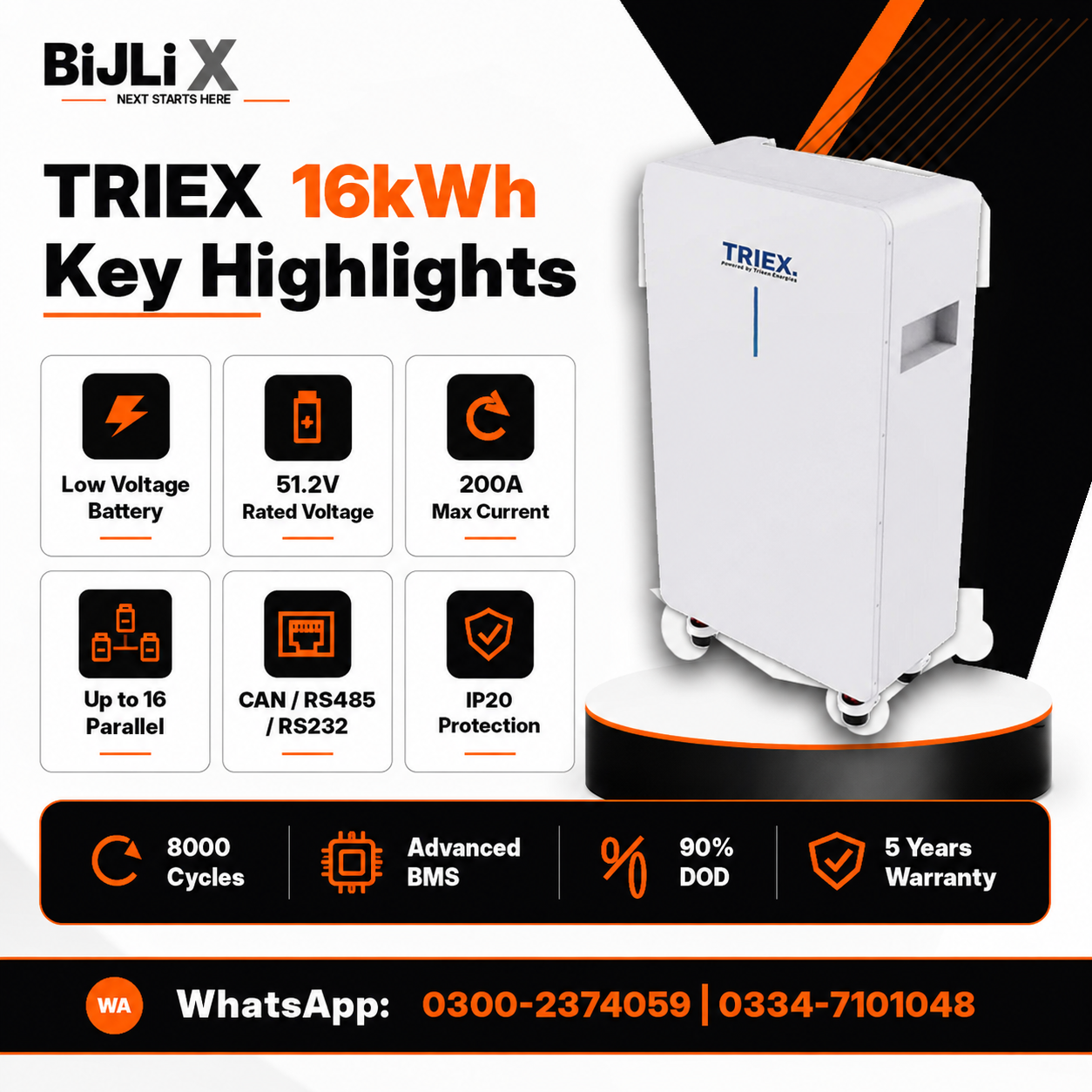 TRIEX TXL-16.07 16kWh Low Voltage Lithium Battery