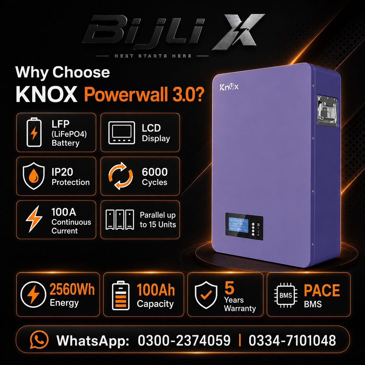 Knox Powerwall 3.0 25.6V 100Ah Lithium Battery