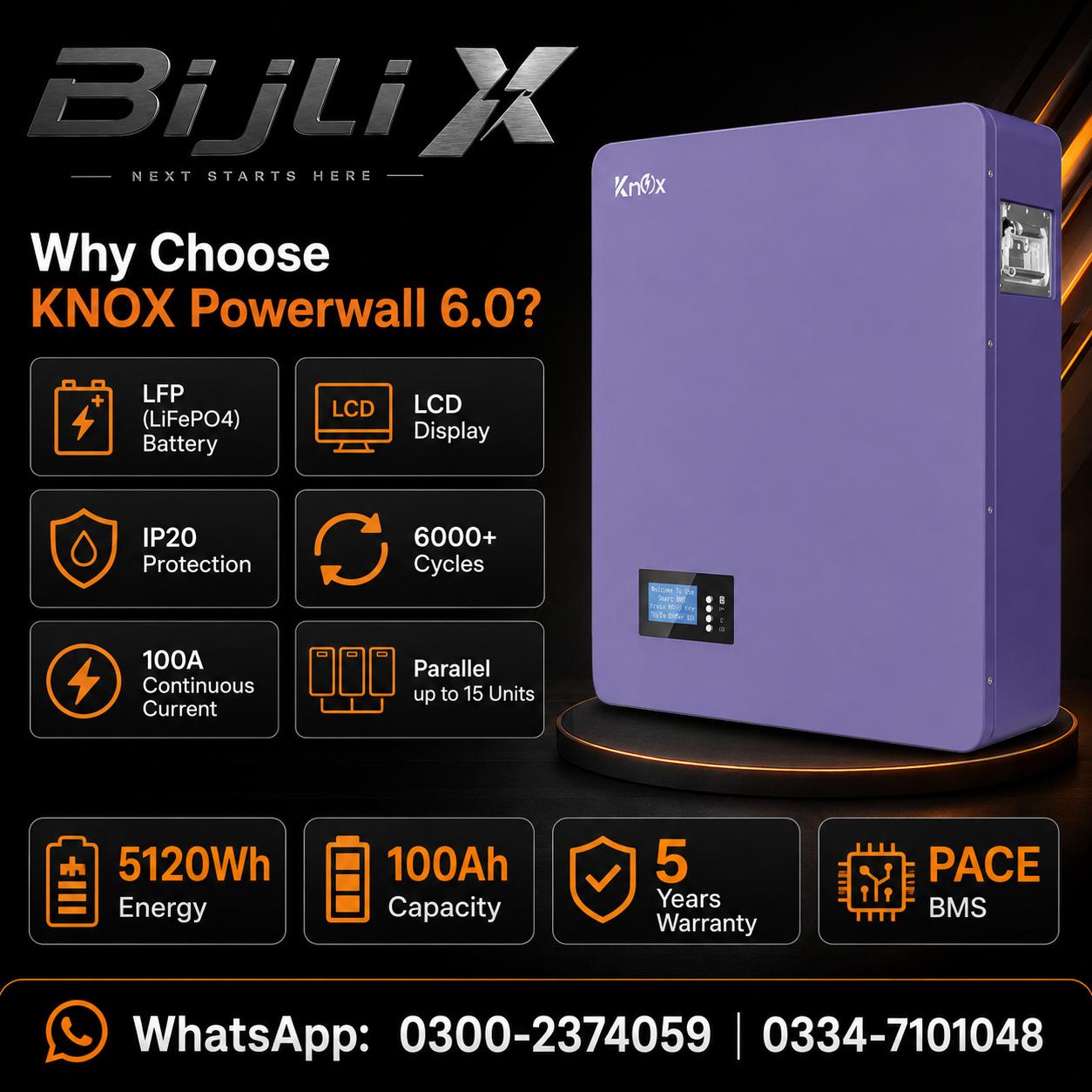 Knox Powerwall 6.0 51.2V 100Ah Lithium Battery