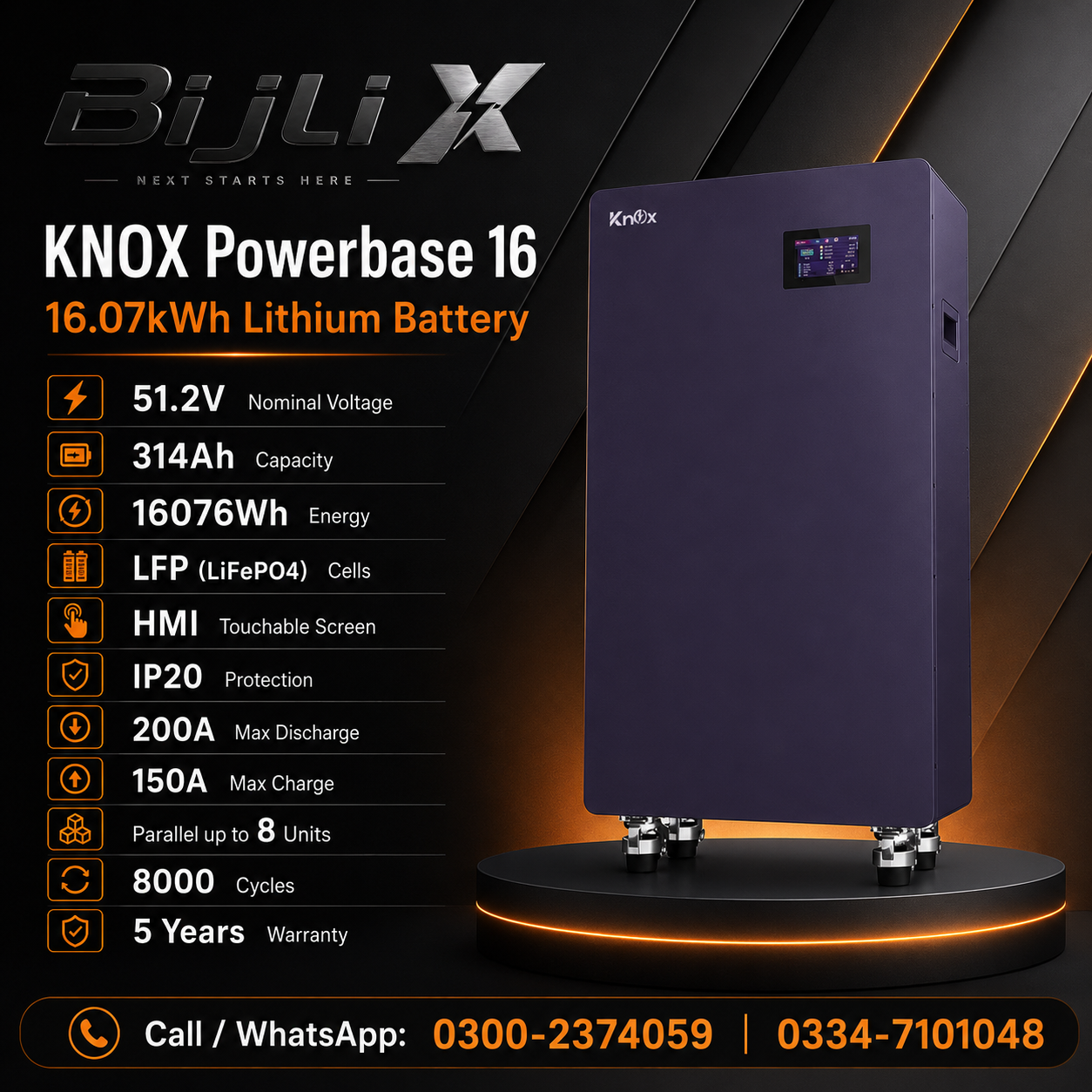 Knox Powerbase 16 51.2V 314Ah Lithium Battery