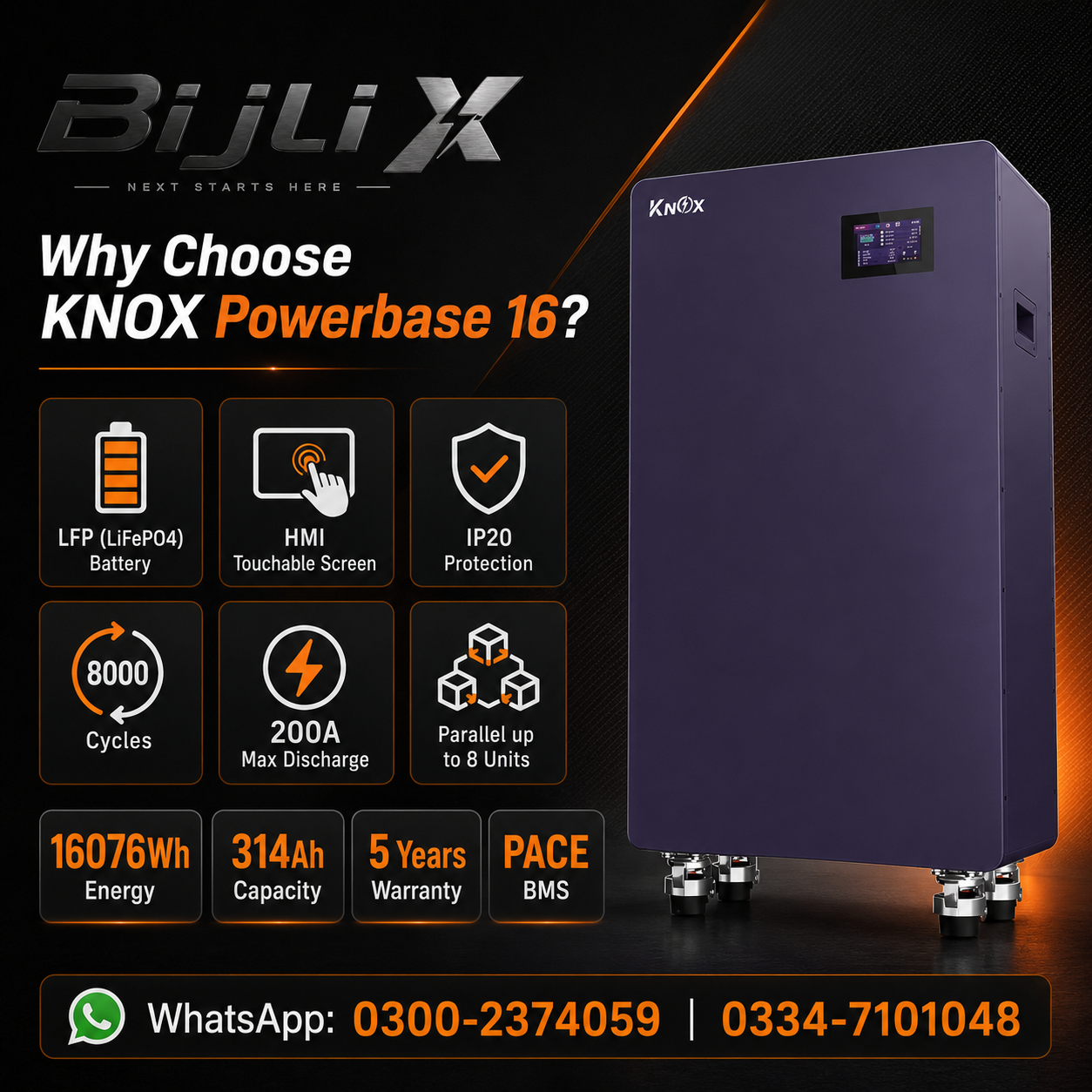 Knox Powerbase 16 51.2V 314Ah Lithium Battery