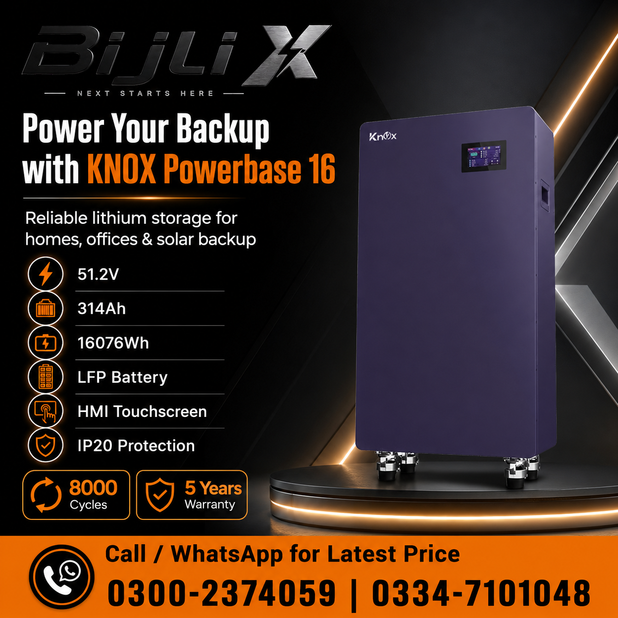 Knox Powerbase 16 51.2V 314Ah Lithium Battery