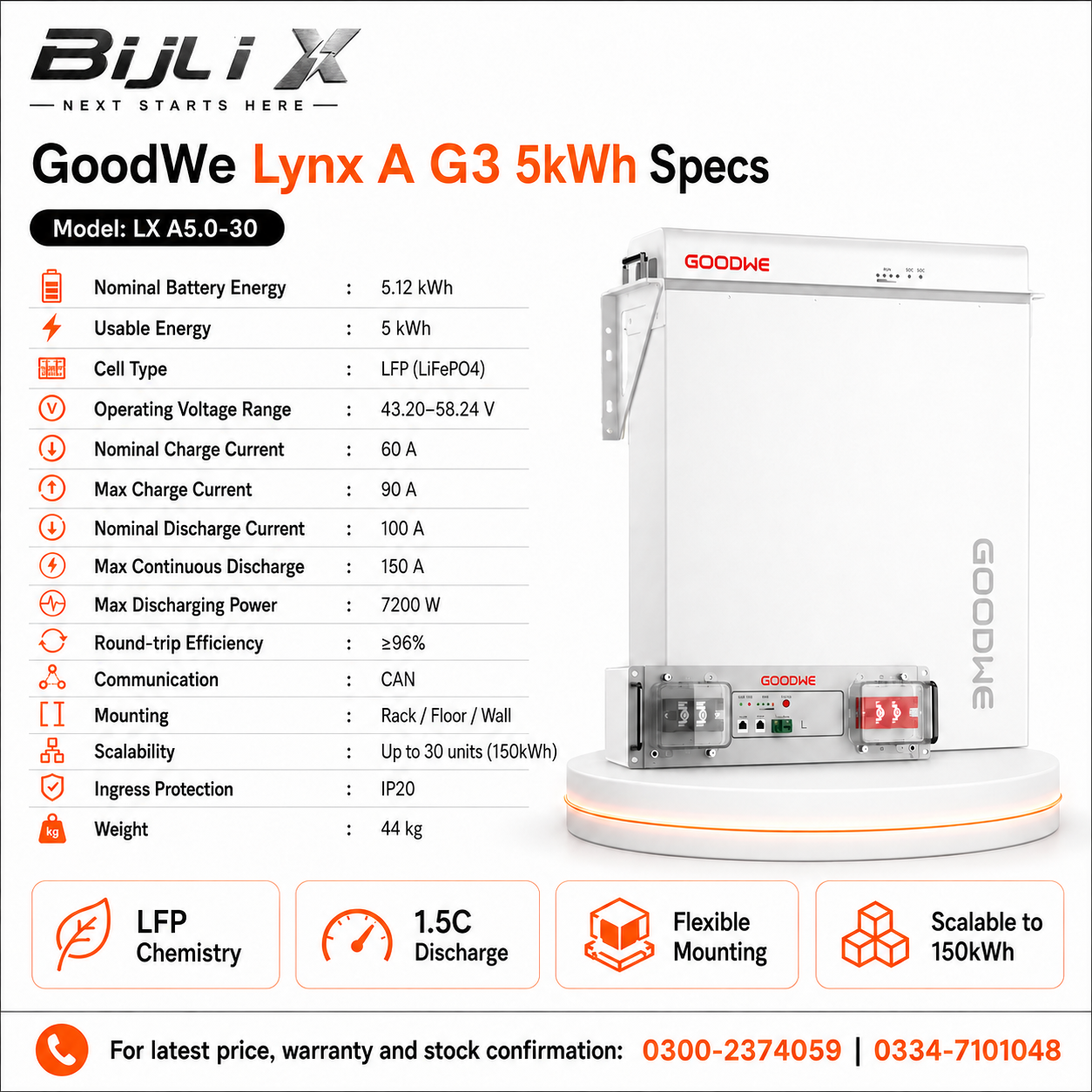 GoodWe Lynx A G3 5kWh LFP Low Voltage Lithium Battery