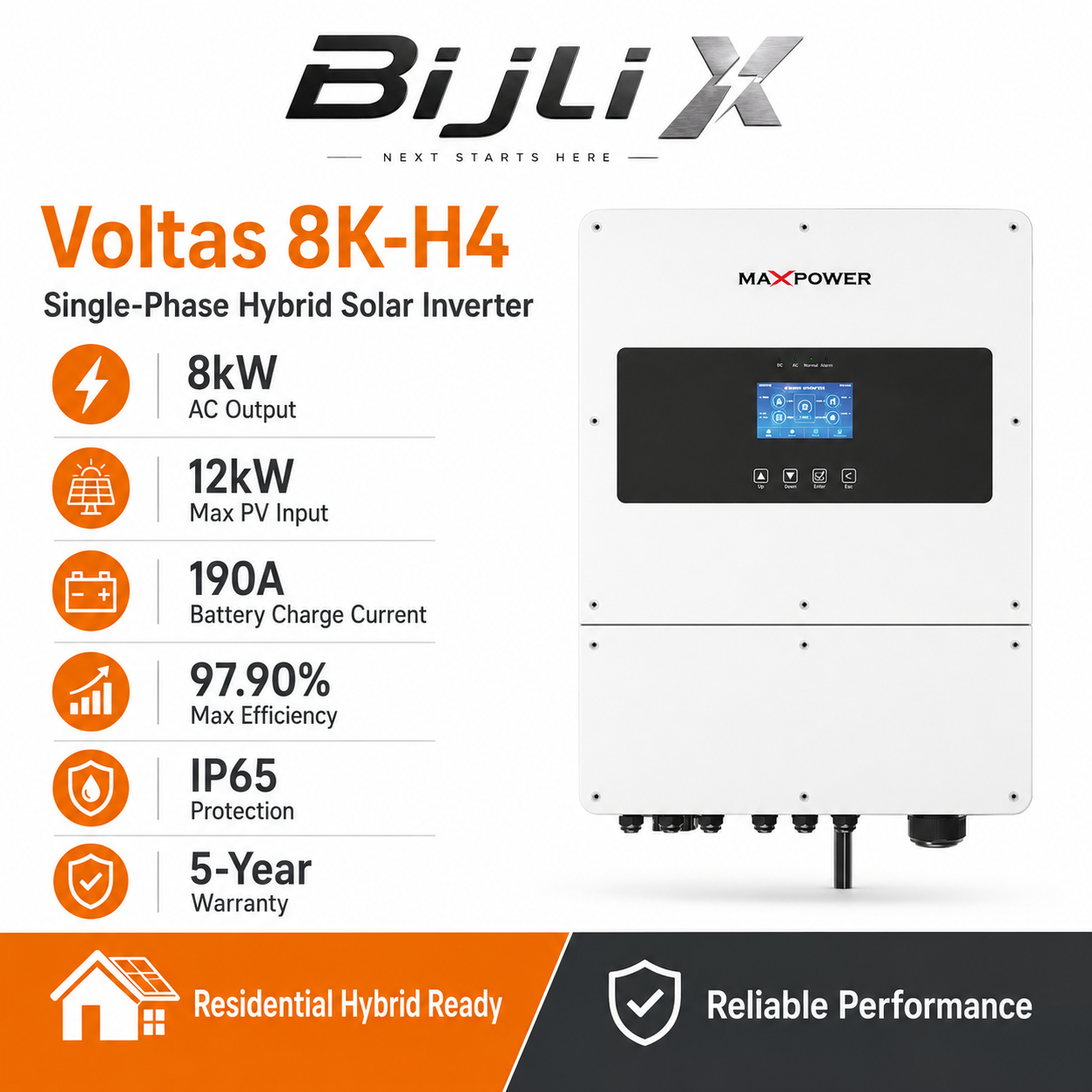Voltas 8K-H4 Hybrid Solar Inverter