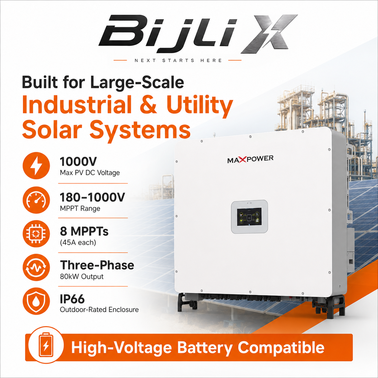 Voltas HYD 80K-H6 Three Phase Hybrid Solar Inverter