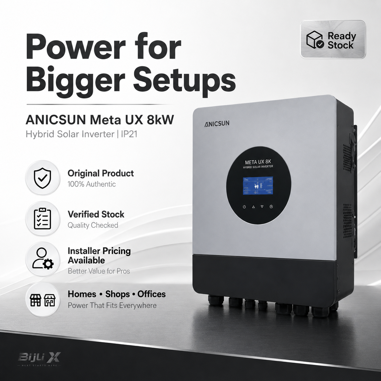 ANICSUN Meta UX 8kW Hybrid Solar Inverter IP21