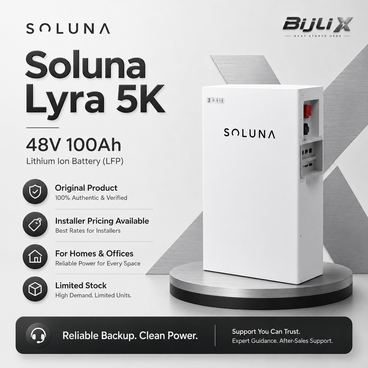 Soluna Lyra 5K 48V 100Ah Lithium Battery