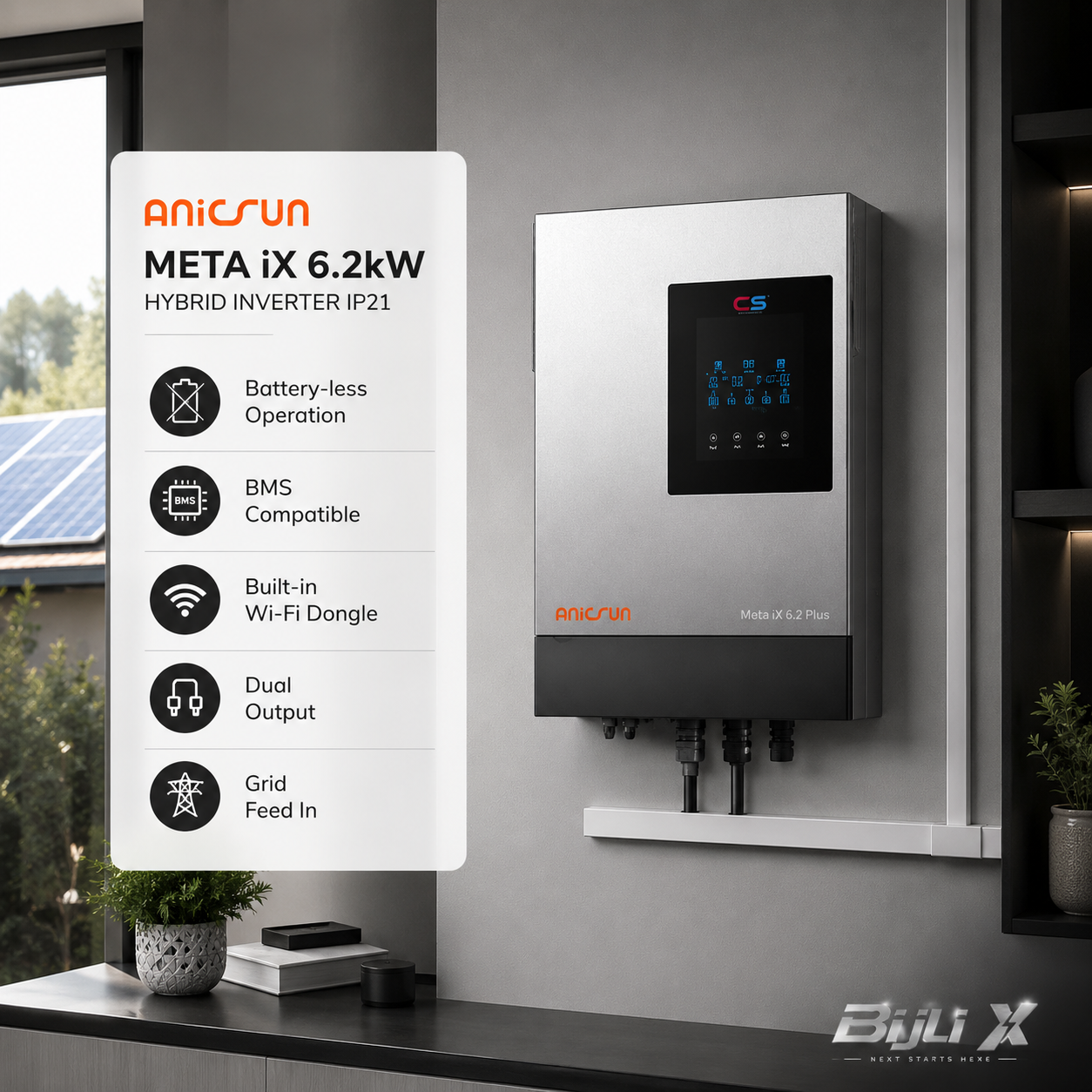 ANICSUN Meta iX 6.2kW Hybrid Solar Inverter IP21