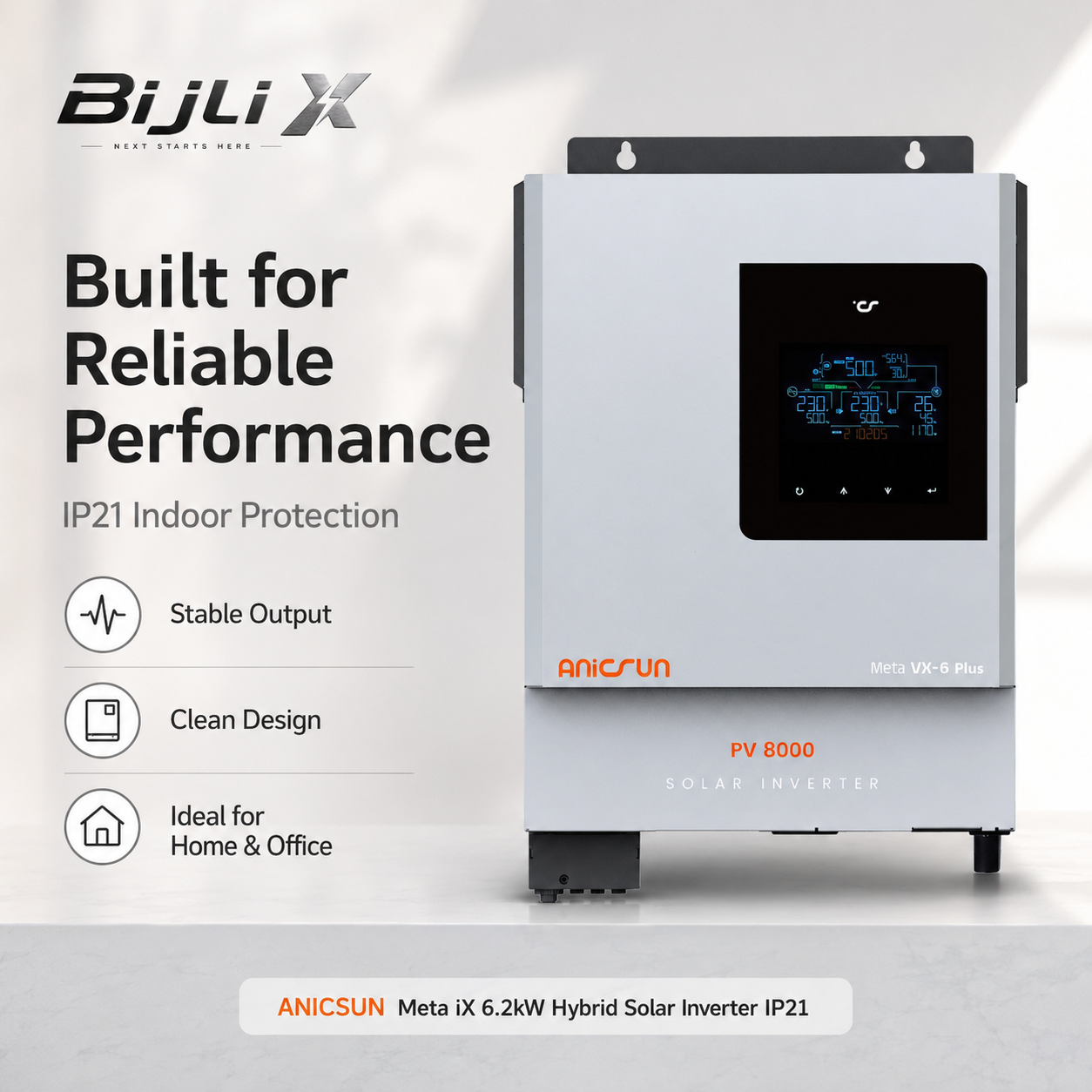 ANICSUN Meta iX 6.2kW Hybrid Solar Inverter IP21