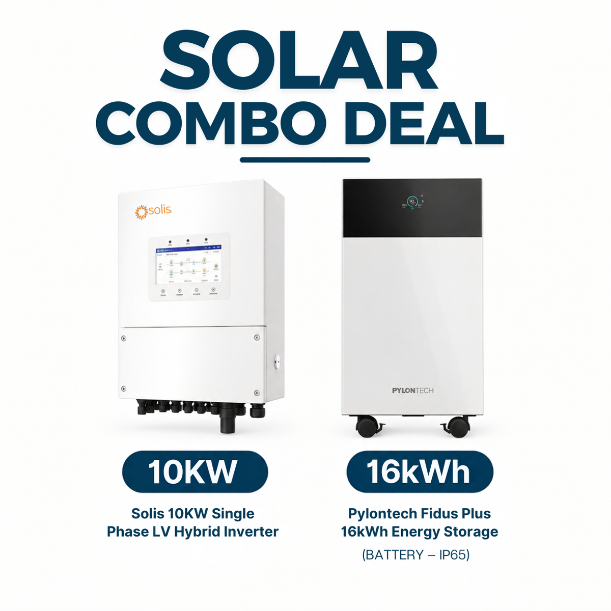 Solis 10kW Hybrid Solar Inverter + Pylontech 16kWh Energy Storage Battery Combo