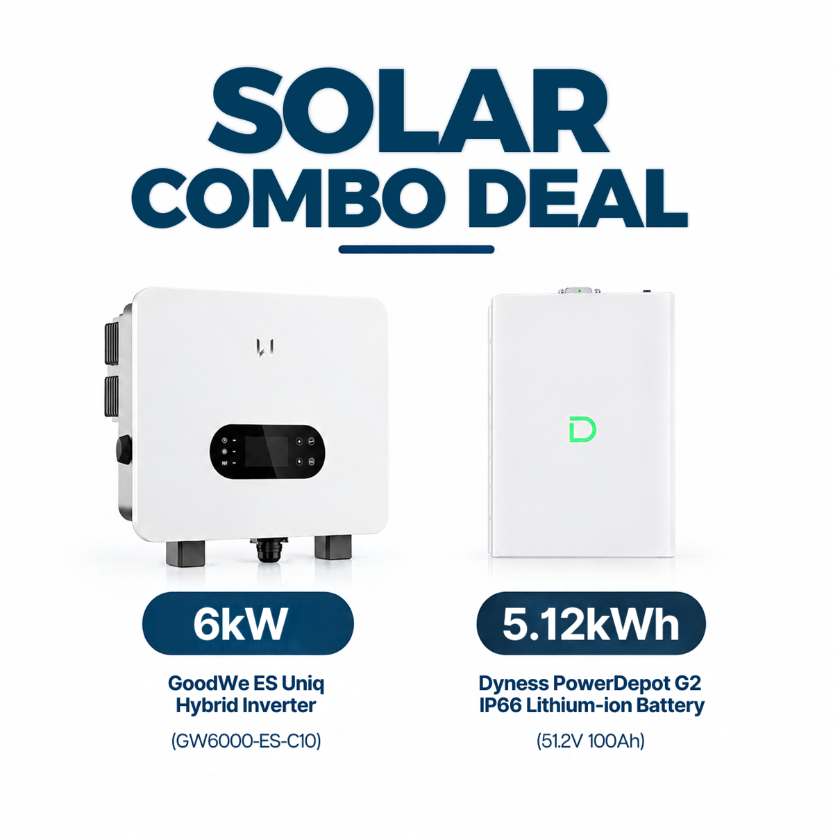 GoodWe 6kW Hybrid Solar Inverter + Dyness 5.12kWh IP66 Lithium Battery Combo Main image
