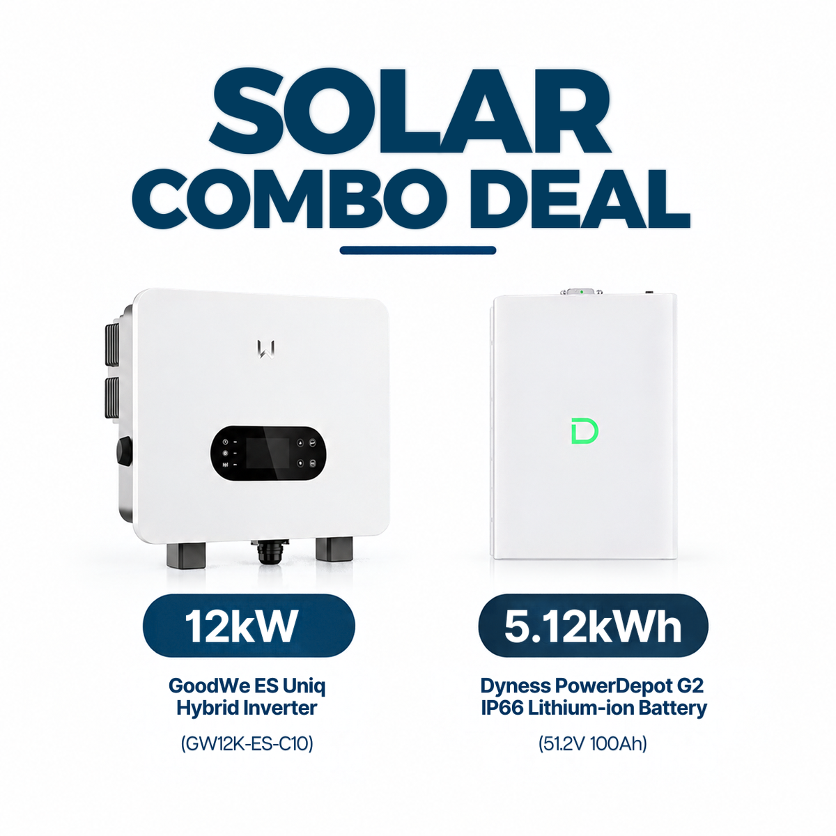 GoodWe 12kW Hybrid Solar Inverter + Dyness 5.12kWh IP66 Lithium Battery Combo