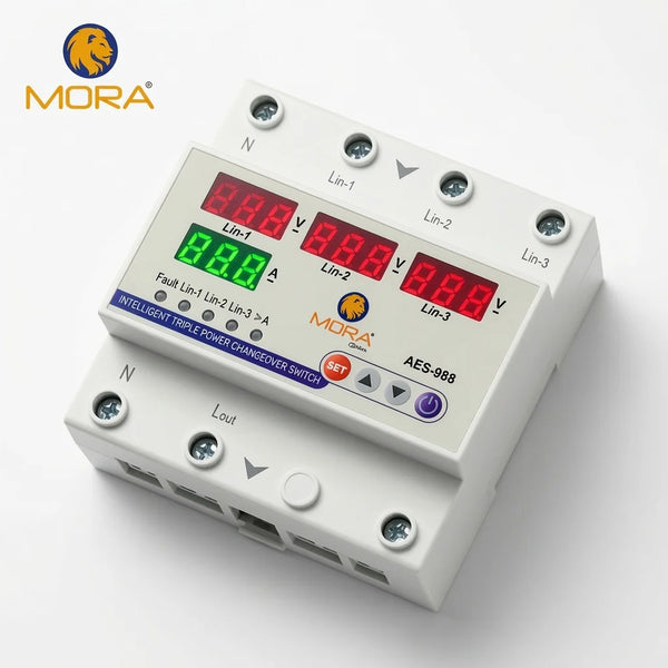 Mora 3 Phase Auto Phase Selector Voltmeter Adjustable Over & Under Voltage Protection