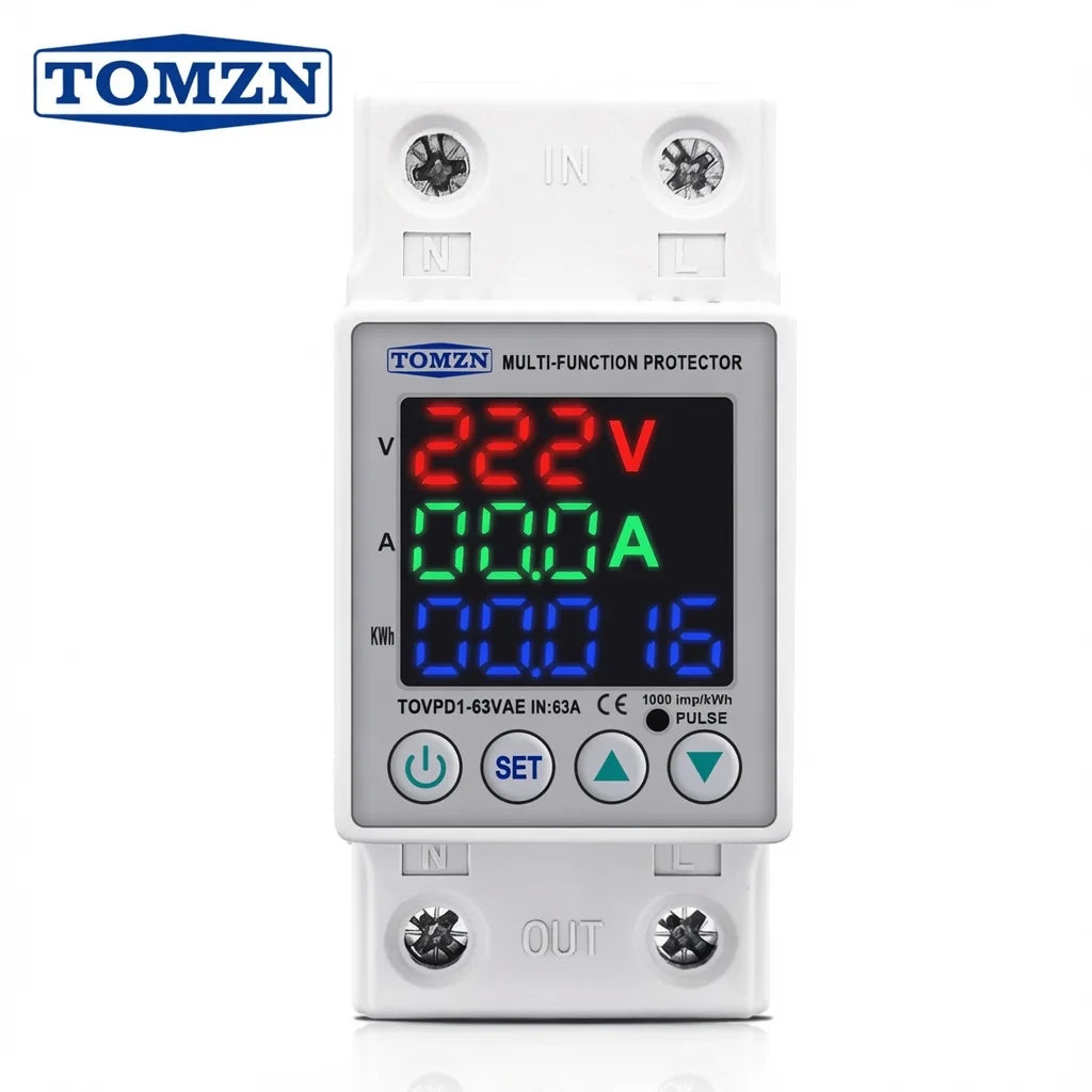 Tomzn 3rd Gen 3in1 Voltage Protector with kWh Meter 63A Main image