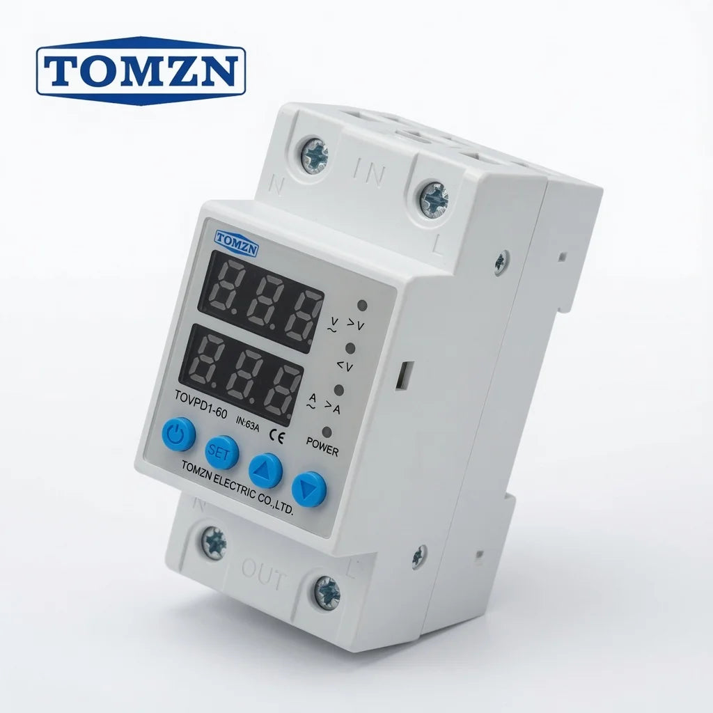 Tomzn 4th Gen 2IN1 Adjustable Over & Under Voltage Protector 63A (TOVPD1-63)