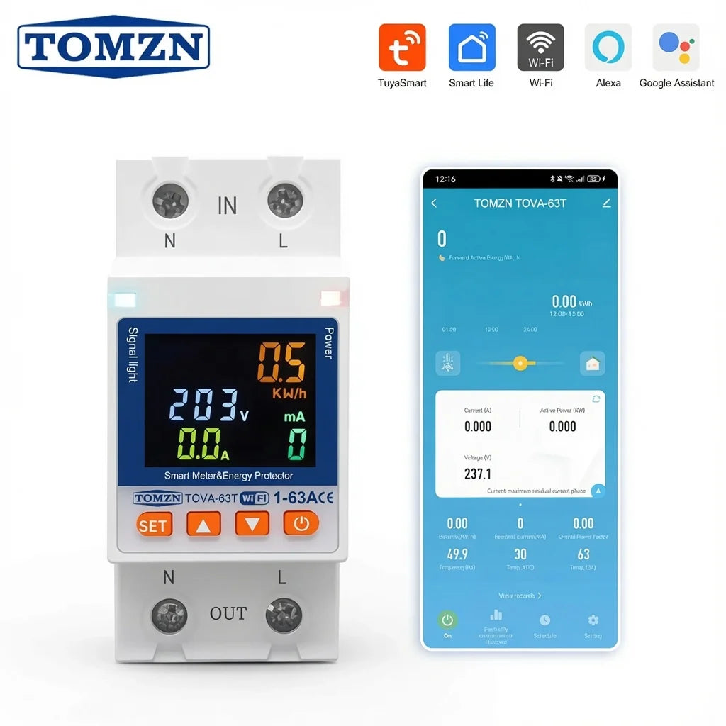 Tomzn 63A WiFi Protector Mini 10in1 with Memory Option (TOVA-63T) Main image