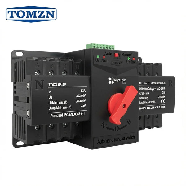 Tomzn 2P AC 63A Din Rail 220V Dual Power Automatic Transfer Switch ATS (TOQ3)
