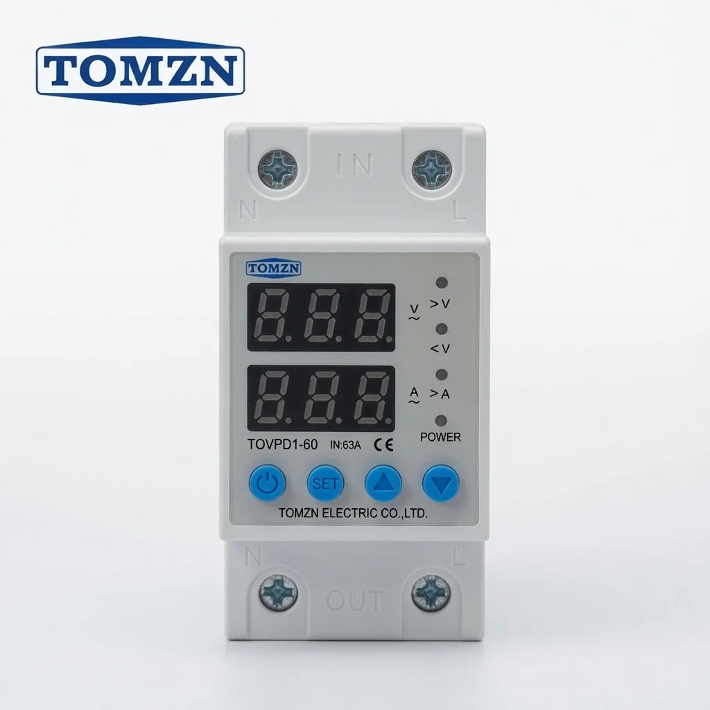 Tomzn 4th Gen 2IN1 Adjustable Over & Under Voltage Protector 63A (TOVPD1-63) Main image