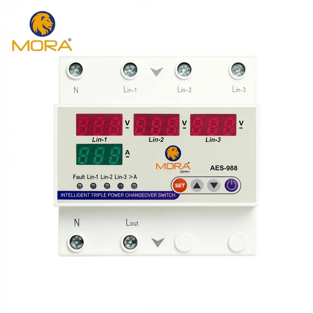 Mora 3 Phase Auto Phase Selector Voltmeter Adjustable Over & Under Voltage Protection Main image