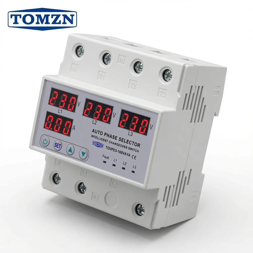 Tomzn 3 Phase 4 Pole 100A Voltage and Current Protector (TOVPD3-VA)