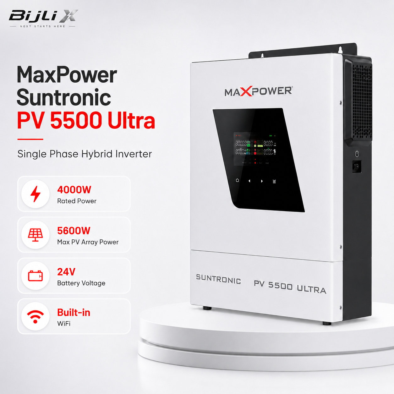 MaxPower Suntronic PV 5500 Ultra single phase hybrid inverter product hero image