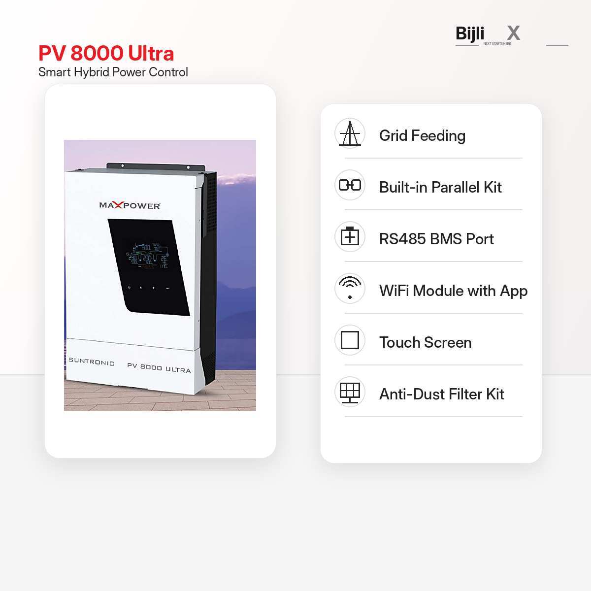 MaxPower Suntronic PV 8000 Ultra hybrid inverter key features image