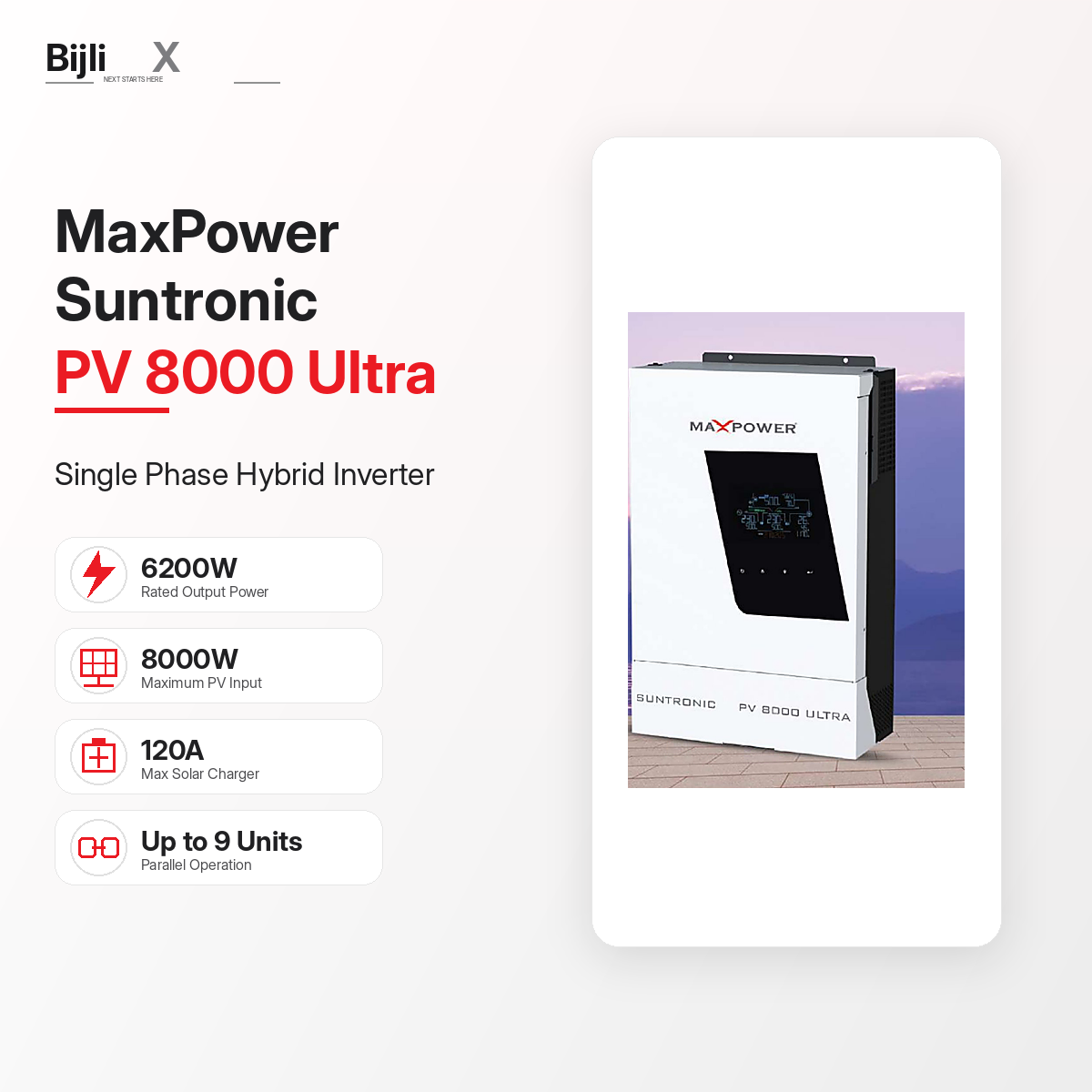 MaxPower Suntronic PV 8000 Ultra single phase hybrid inverter product hero image