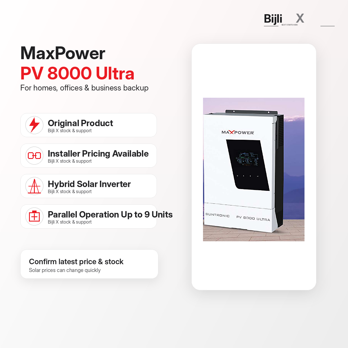 MaxPower Suntronic PV 8000 Ultra trust and stock image
